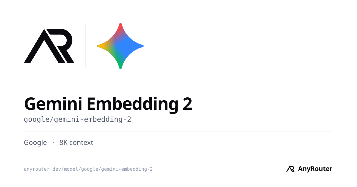 Gemini Embedding 2 · Google · pricing & API · AnyRouter