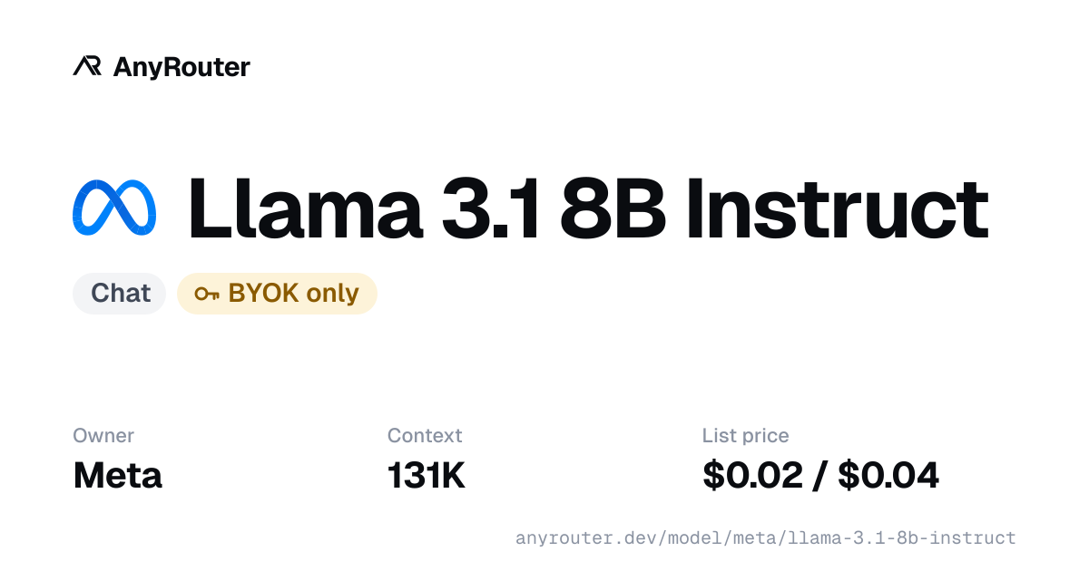 Llama 3.1 8B Instruct share card