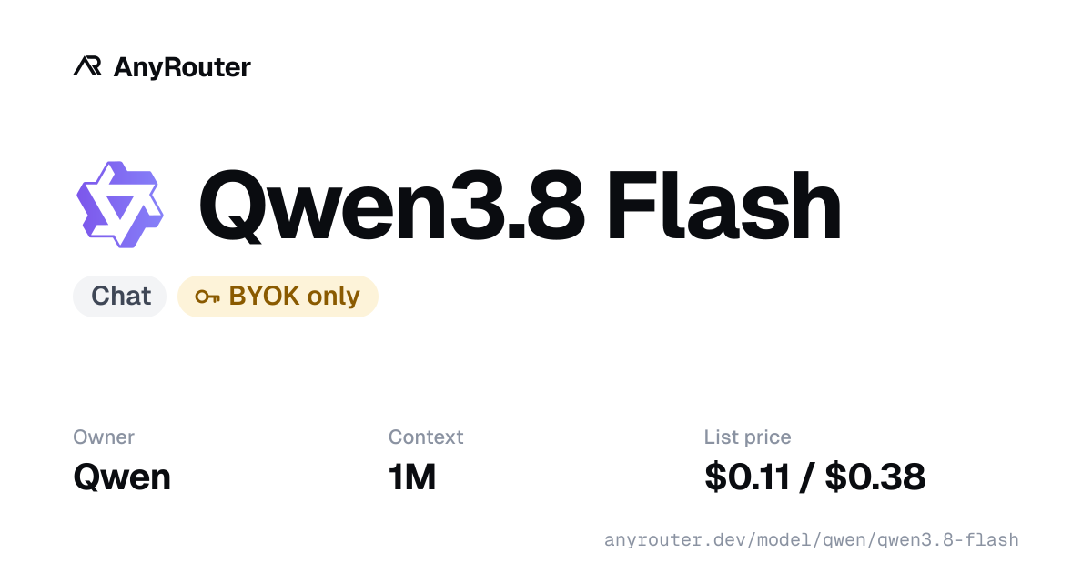 Qwen3.8 Flash share card