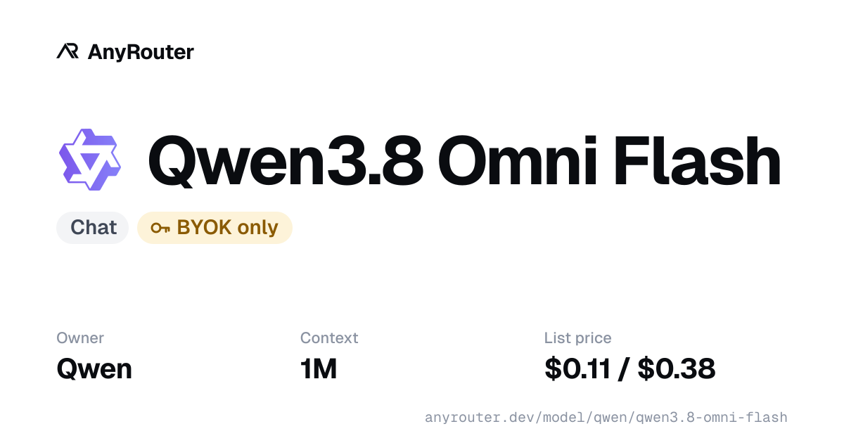 Qwen3.8 Omni Flash share card