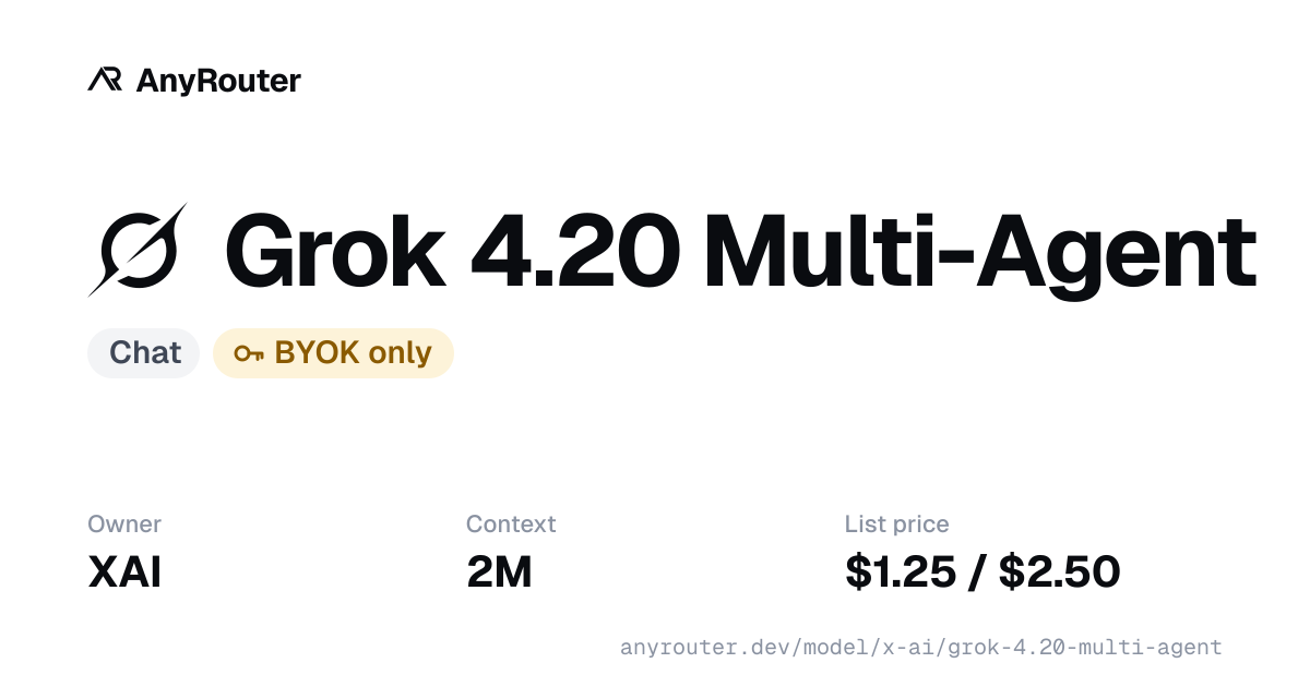 Grok 4.20 Multi-Agent share card